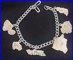 Vintage Hawaii Sterling Silver Hawaiian Islands Charm Bracelet Sapphire Stones