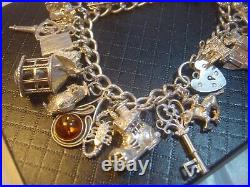 Vintage Heavy Solid Silver Charm Bracelet 7 31 Unusual Charms Incredible