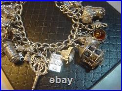 Vintage Heavy Solid Silver Charm Bracelet 7 31 Unusual Charms Incredible