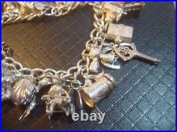 Vintage Heavy Solid Silver Charm Bracelet 7 31 Unusual Charms Incredible