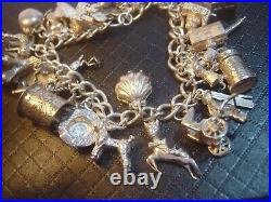 Vintage Heavy Solid Silver Charm Bracelet 7 31 Unusual Charms Incredible