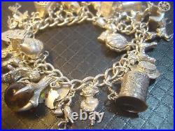 Vintage Heavy Solid Silver Charm Bracelet 7 31 Unusual Charms Incredible