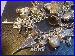 Vintage Heavy Solid Silver Charm Bracelet 7 31 Unusual Charms Incredible