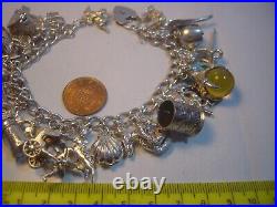 Vintage Heavy Solid Silver Charm Bracelet 7 31 Unusual Charms Incredible