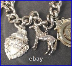 Vintage Heavy Sterling Silver Charm Bracelet 120g Safety Chain Sporting 1944