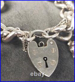 Vintage Heavy Sterling Silver Charm Bracelet 120g Safety Chain Sporting 1944