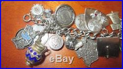 Vintage Heavy Sterling Silver Charm Bracelet With 30 Charms