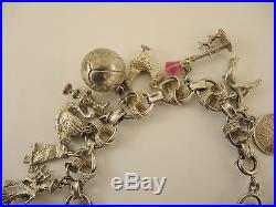 Vintage Heavy Sterling Silver Charm bracelet Uno Erre fancy link chain 60grams