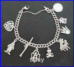 Vintage James AVERY Sterling Silver. 925 Charm Bracelet w 9 Charms 7 1/4 Clown