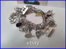 Vintage Jb, Wells Silver Charm Bracelet With 22 Charms