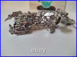 Vintage Jb, Wells Silver Charm Bracelet With 22 Charms