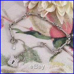 Vintage Jewellery Sterling Silver Chain Bracelet with Padlock Charm Clasp 18 cm