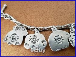 Vintage Joan Slifka Sterling Silver Gemstone Charms Bracelet