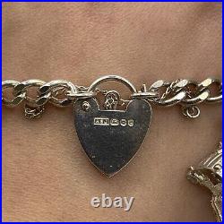 Vintage Kitsch Charm Chain Bracelet 925 Sterling Silver 7 Inches