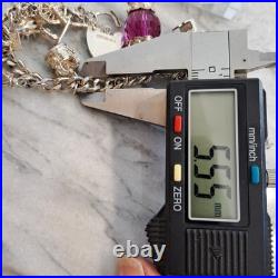 Vintage Kitsch Curb Chain Charm Bracelet 925 Sterling Silver 8 Inches