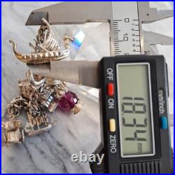 Vintage Kitsch Curb Chain Charm Bracelet 925 Sterling Silver 8 Inches