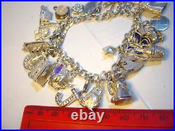 Vintage Large Solid Silver 25 Charm Bracelet Unique & Heavy 7 Investment