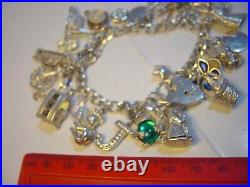 Vintage Large Solid Silver 25 Charm Bracelet Unique & Heavy 7 Investment