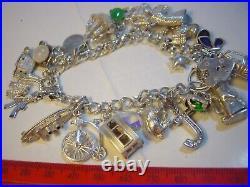 Vintage Large Solid Silver 25 Charm Bracelet Unique & Heavy 7 Investment