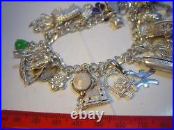 Vintage Large Solid Silver 25 Charm Bracelet Unique & Heavy 7 Investment