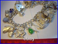 Vintage Large Solid Silver 25 Charm Bracelet Unique & Heavy 7 Investment