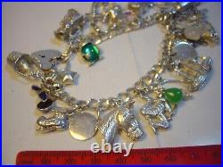 Vintage Large Solid Silver 25 Charm Bracelet Unique & Heavy 7 Investment