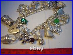 Vintage Large Solid Silver 25 Charm Bracelet Unique & Heavy 7 Investment