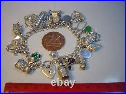 Vintage Large Solid Silver 25 Charm Bracelet Unique & Heavy 7 Investment