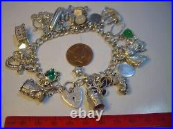 Vintage Large Solid Silver 25 Charm Bracelet Unique & Heavy 7 Investment