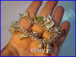 Vintage Large Solid Silver 25 Charm Bracelet Unique & Heavy 7 Investment