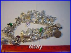 Vintage Large Solid Silver 25 Charm Bracelet Unique & Heavy 7 Investment