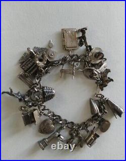 Vintage Loaded Sterling Silver 23 Charms Bracelet 7