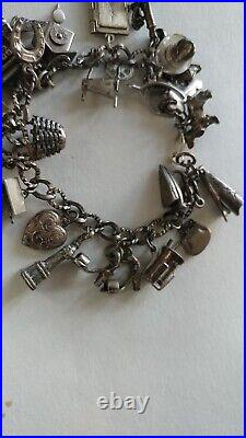 Vintage Loaded Sterling Silver 23 Charms Bracelet 7