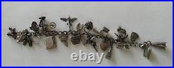 Vintage Loaded Sterling Silver 23 Charms Bracelet 7