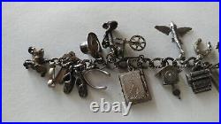 Vintage Loaded Sterling Silver 23 Charms Bracelet 7