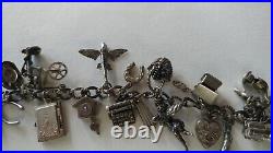 Vintage Loaded Sterling Silver 23 Charms Bracelet 7