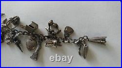 Vintage Loaded Sterling Silver 23 Charms Bracelet 7