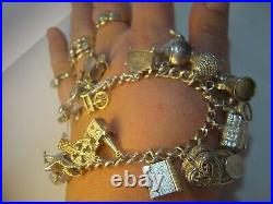 Vintage Massive Solid Silver Charm Bracelet & Heart Lock-very Heavy- 7 Invest