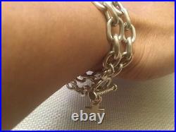 Vintage Mexican Taxco Heavy Sterling Silver Cross Charm Bracelet/Necklace