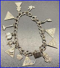 Vintage Morgans Jobs Daughters 925 Sterling Silver DMI Charm Bracelet 24g & 7 Vintage Morgans Jobs Daughters 925 Sterling Silver DMI Charm Bracelet 24g & 7