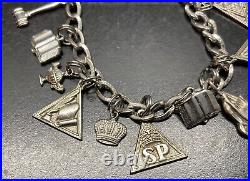 Vintage Morgans Jobs Daughters 925 Sterling Silver DMI Charm Bracelet 24g & 7 Vintage Morgans Jobs Daughters 925 Sterling Silver DMI Charm Bracelet 24g & 7