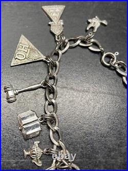 Vintage Morgans Jobs Daughters 925 Sterling Silver DMI Charm Bracelet 24g & 7 Vintage Morgans Jobs Daughters 925 Sterling Silver DMI Charm Bracelet 24g & 7