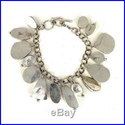 Vintage Navajo Sterling Silver Multi-Stone Charm Bracelet