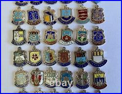 Vintage Nice Selection Of 42 Scotish Silver Travel Charms For Charm Bracelet
