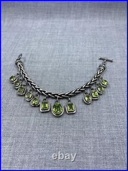 Vintage Peridot Charm Braided Link Toggle Sterling. 925 Bracelet (79 Grams) Vintage Peridot Charm Braided Link Toggle Sterling. 925 Bracelet (79 Grams)