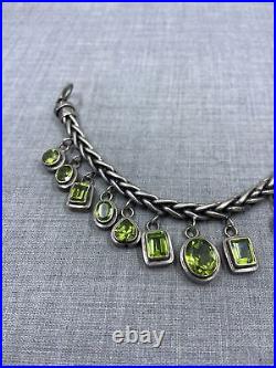 Vintage Peridot Charm Braided Link Toggle Sterling. 925 Bracelet (79 Grams) Vintage Peridot Charm Braided Link Toggle Sterling. 925 Bracelet (79 Grams)