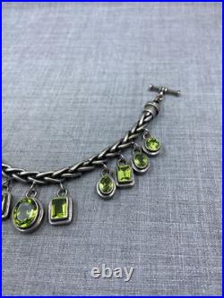Vintage Peridot Charm Braided Link Toggle Sterling. 925 Bracelet (79 Grams) Vintage Peridot Charm Braided Link Toggle Sterling. 925 Bracelet (79 Grams)