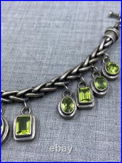 Vintage Peridot Charm Braided Link Toggle Sterling. 925 Bracelet (79 Grams) Vintage Peridot Charm Braided Link Toggle Sterling. 925 Bracelet (79 Grams)
