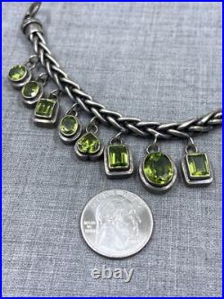 Vintage Peridot Charm Braided Link Toggle Sterling. 925 Bracelet (79 Grams) Vintage Peridot Charm Braided Link Toggle Sterling. 925 Bracelet (79 Grams)