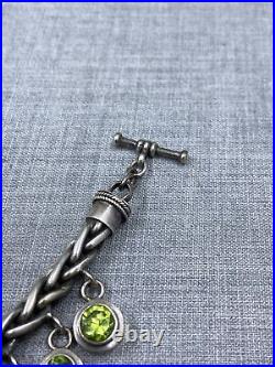 Vintage Peridot Charm Braided Link Toggle Sterling. 925 Bracelet (79 Grams) Vintage Peridot Charm Braided Link Toggle Sterling. 925 Bracelet (79 Grams)